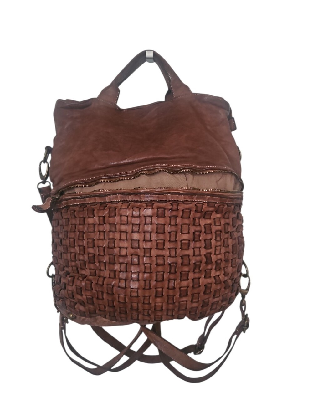 Langellotti Woven Leather Backpack Slingbag